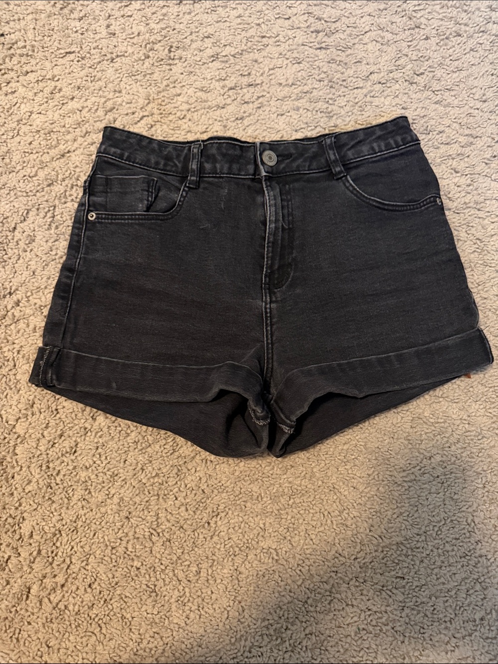 Zara Classic High-Waist Black Denim Shorts